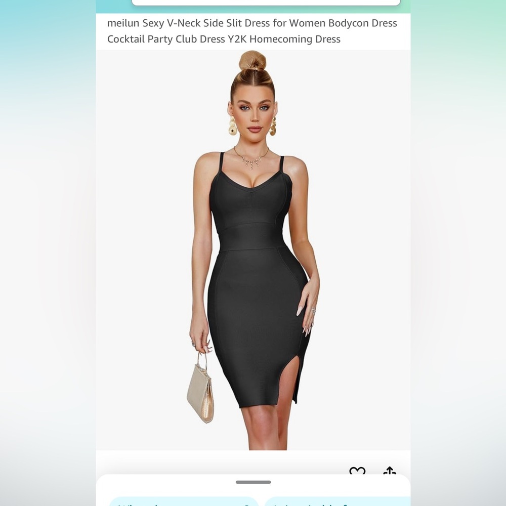 NEW Meilun Sexy V-Neck Side Slit Dress Women Bodycon Dress Cocktail Dress Small
